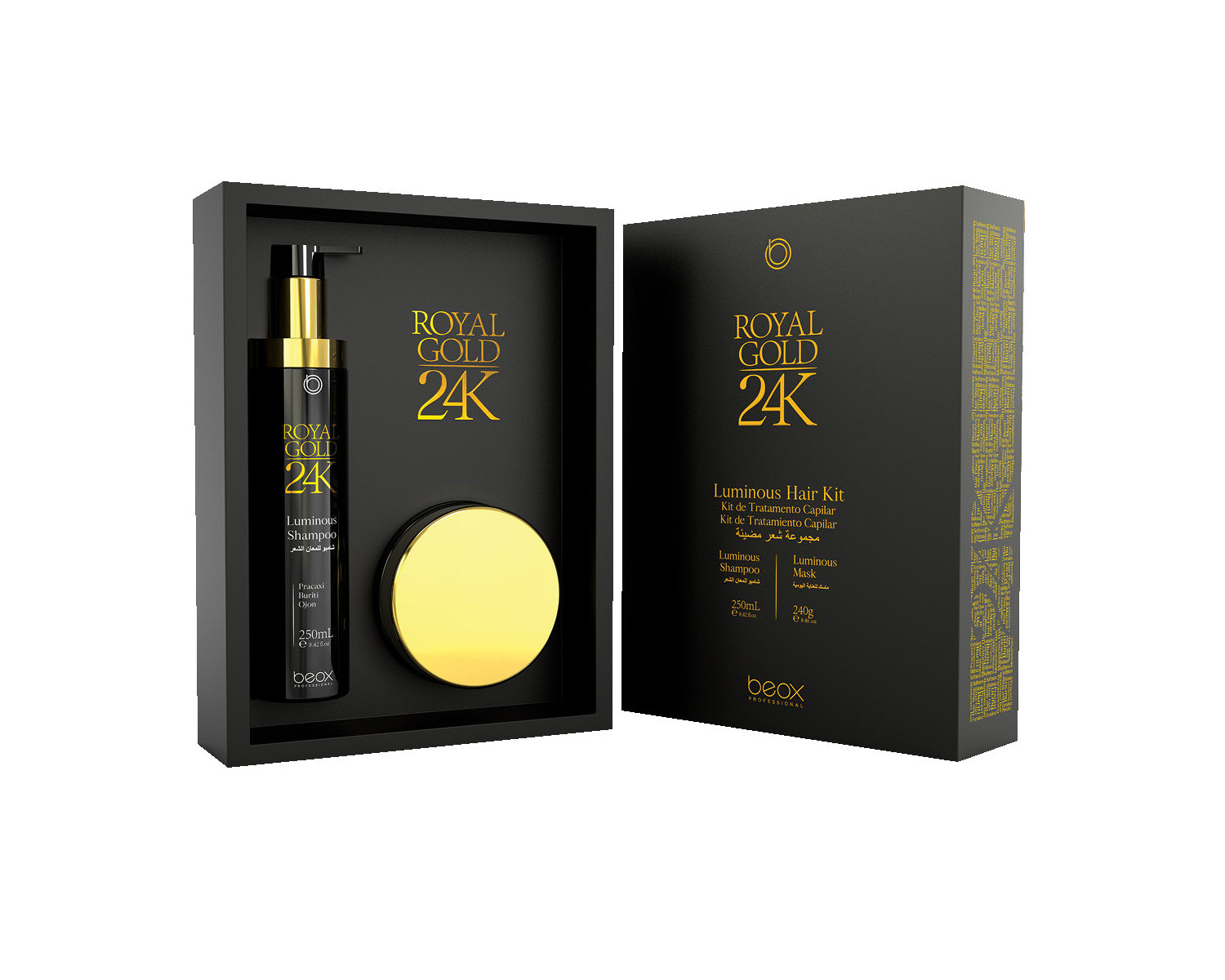 Kit Beox Royal Gold 24k champu 250ml + Mascarilla 240g