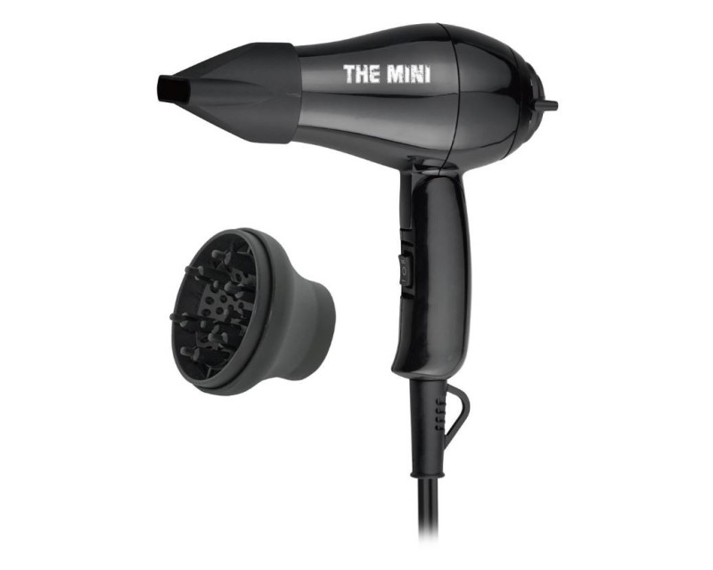 MyHair The Mini secador de viaje plegable negro con difusor