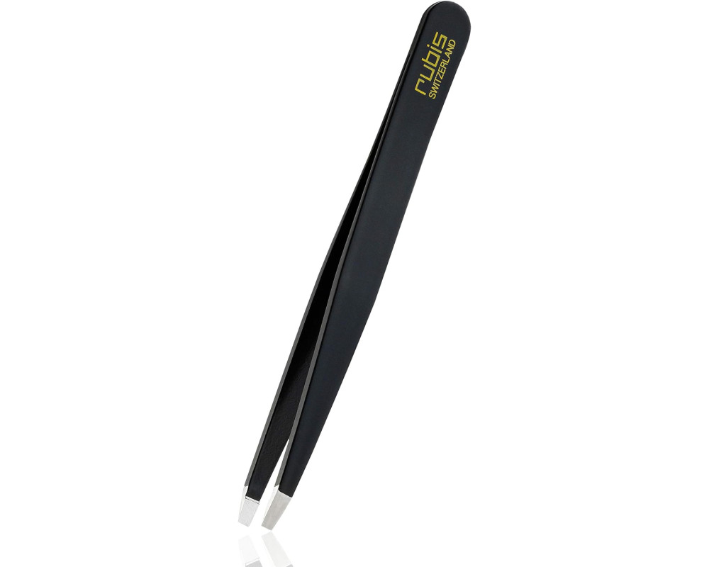 Pinza de depilar universal punta recta negra Rubis