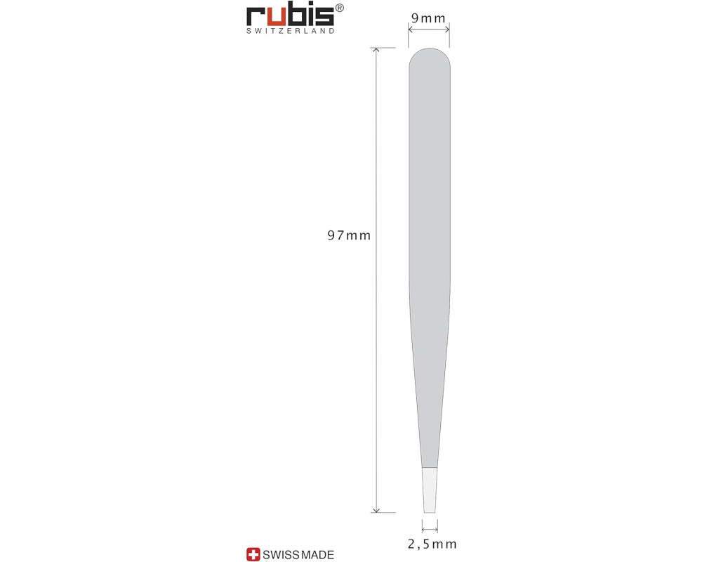 Pinza de depilar universal punta recta negra Rubis