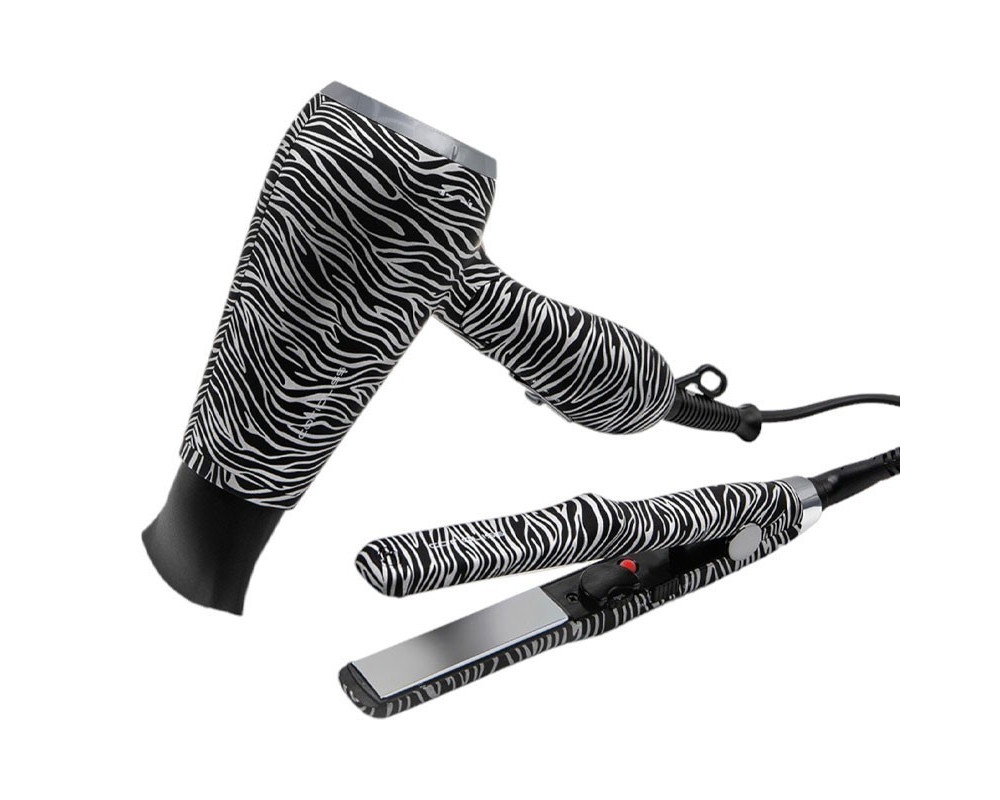 Kit Corioliss Plancha de Pelo C-Trip Silver Zebra + Secador Flow Travel