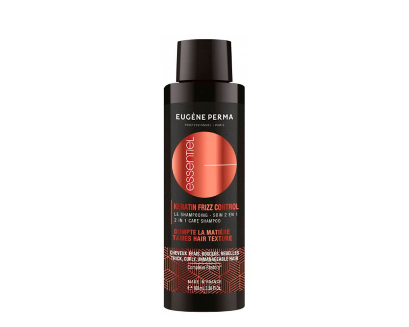 Eugene Perma Essentiel Keratin Frizz Control 2 en 1 champú para cabellos rizados o densos 100 ml