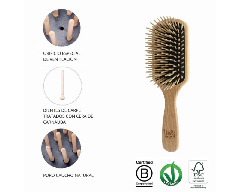 Tek cepillo rectangular grande púa larga