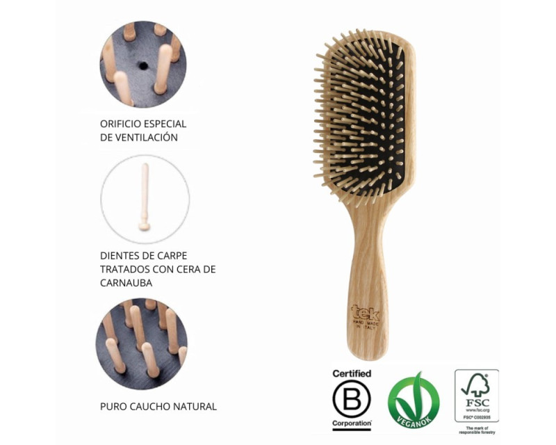 Tek cepillo rectangular mediano púa corta