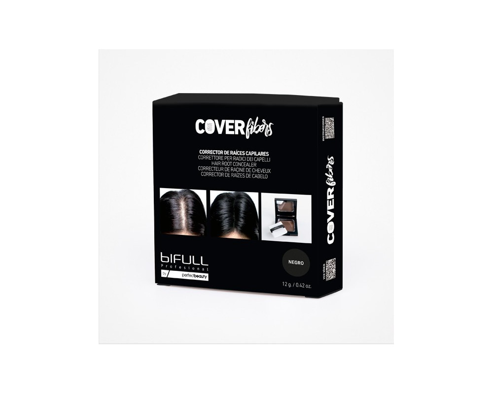 Bifull Cover Fibers corrector capilar en polvo de raices para canas negro 12g