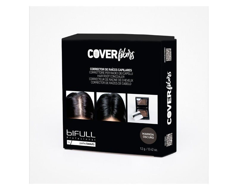 Bifull Cover Fibers corrector capilar en polvo de raices para canas marrón oscuro 12g