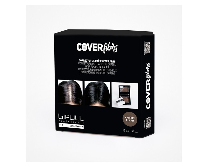 Bifull Cover Fibers corrector capilar en polvo de raices para canas marrón claro 12g