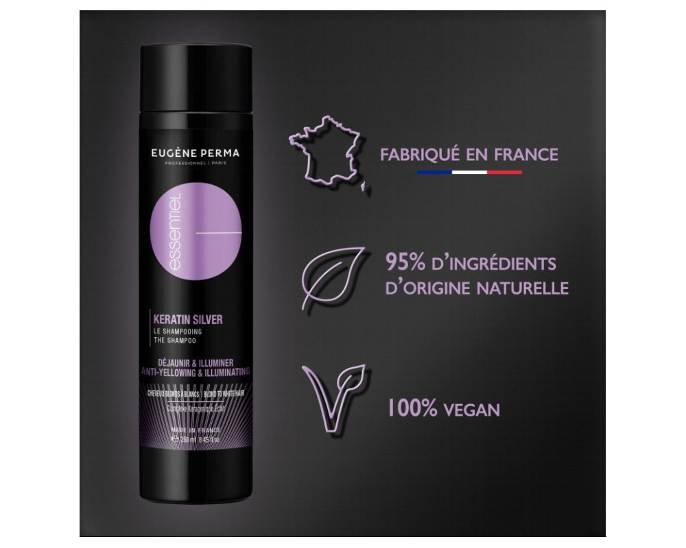 Eugene Perma Essentiel Keratin Silver champú para cabellos rubios y blancos 250 ml