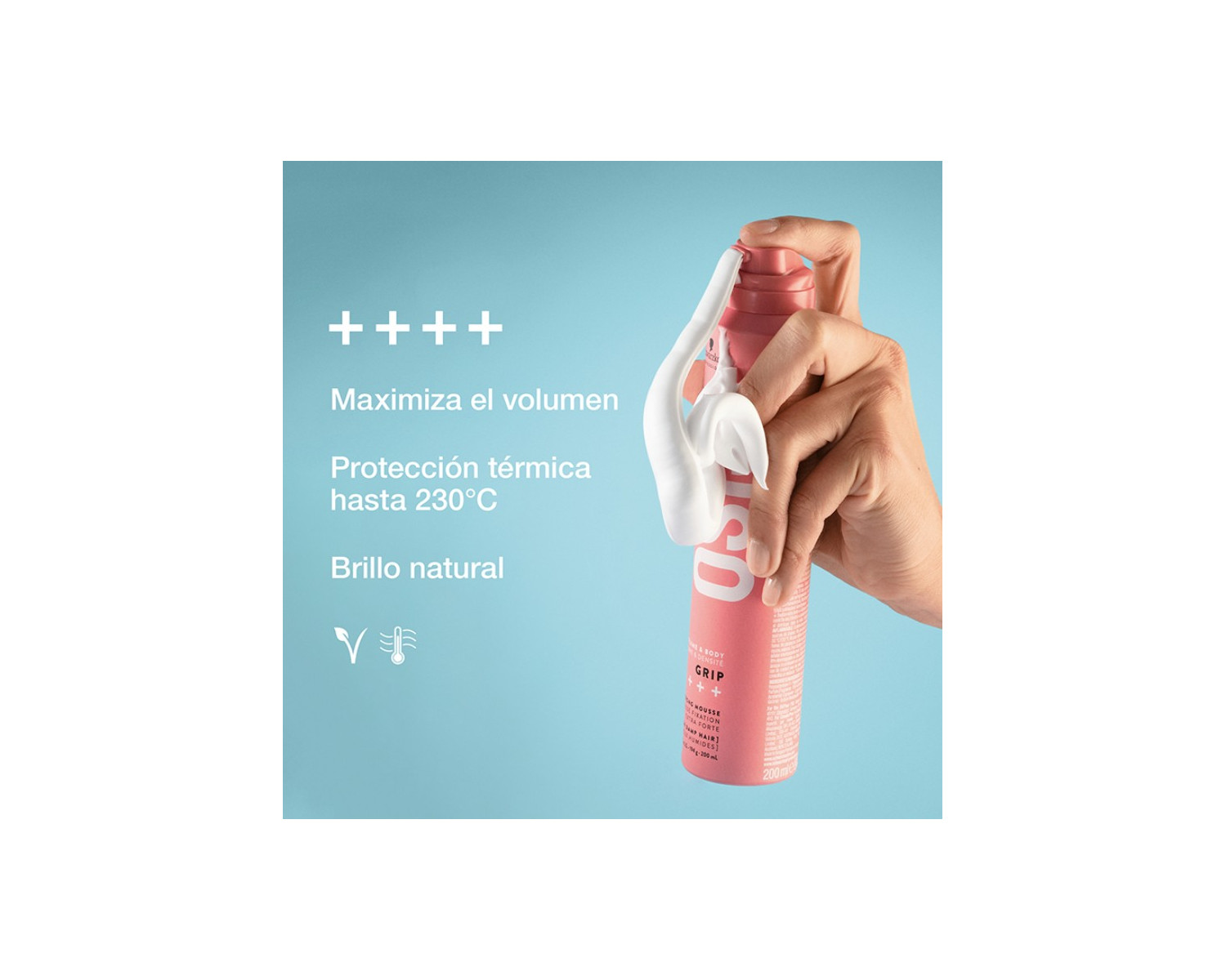 Osis+ Grip espuma fijación extrafuerte y volumen 200ml