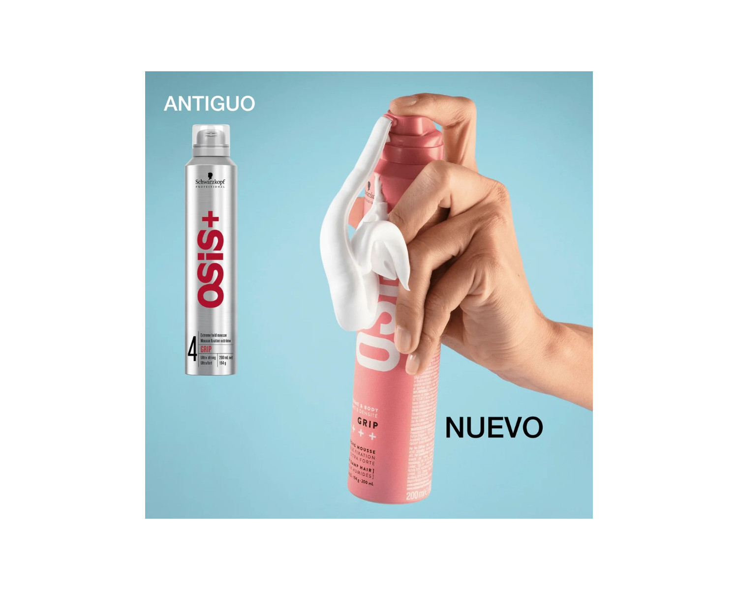 Osis+ Grip espuma fijación extrafuerte y volumen 200ml