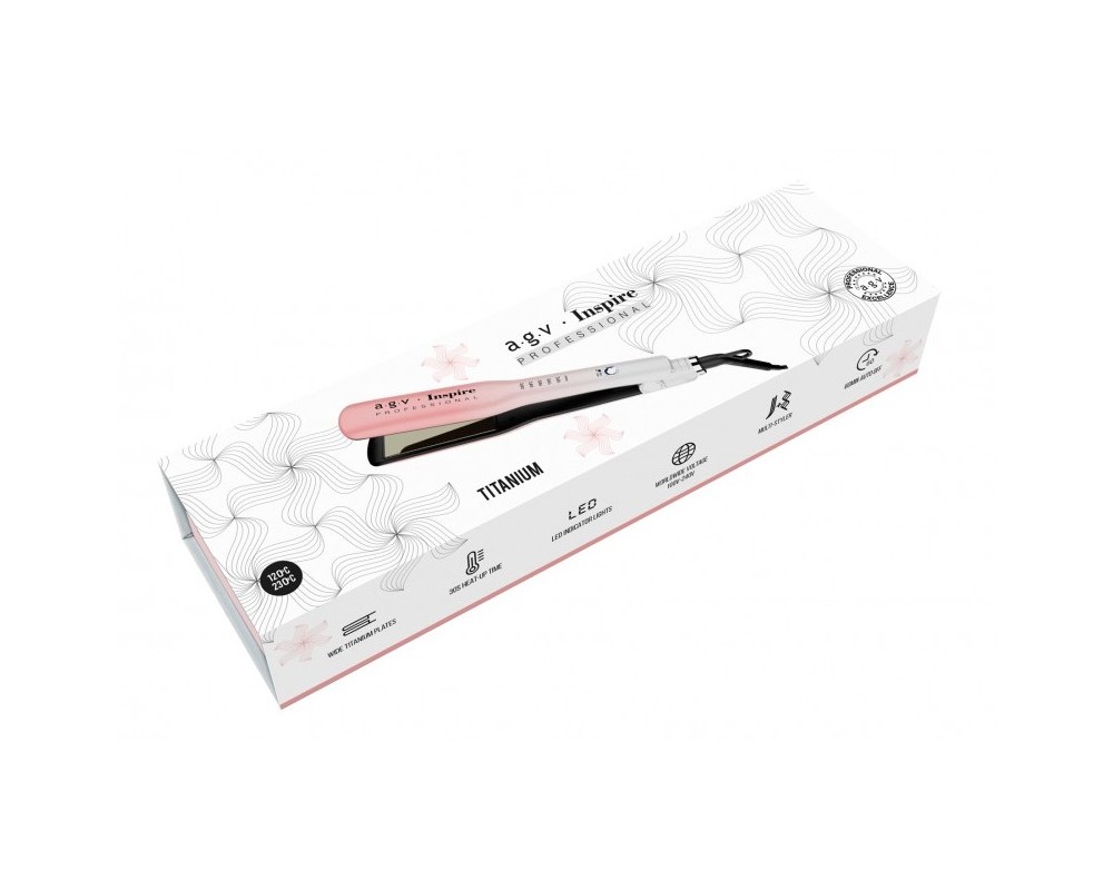 Agv Titanium Wide Inspire plancha de pelo rosa blanco 35mm