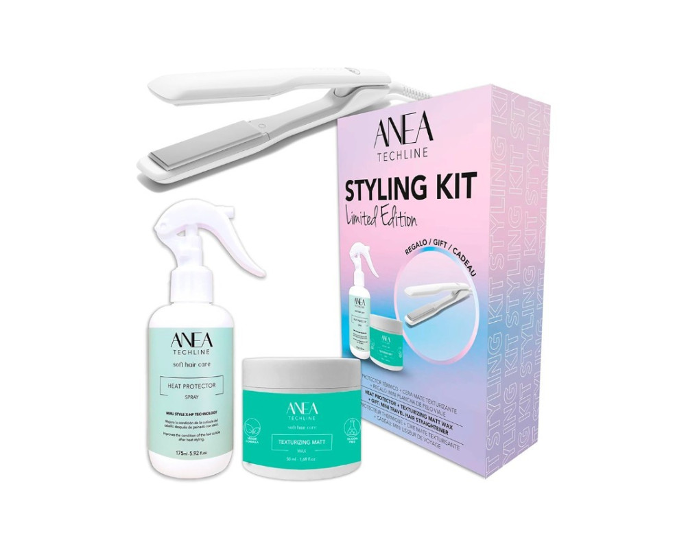 Anea Techline Kit Styling Edición Limitada protector térmico 175ml + cera de peinado 50ml + mini plancha de regalo