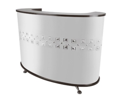 Mostrador recepción madera y metal efecto espejo Eurostil