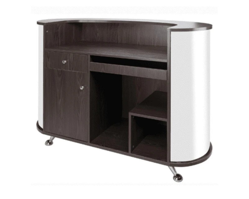 Mostrador recepción madera y metal efecto espejo Eurostil