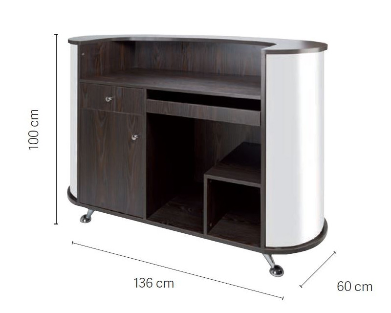 Mostrador recepción madera y metal efecto espejo Eurostil