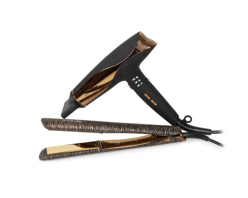 Kit Corioliss Plancha de pelo C5 Gold Zebra + Secador Wind Black Gold