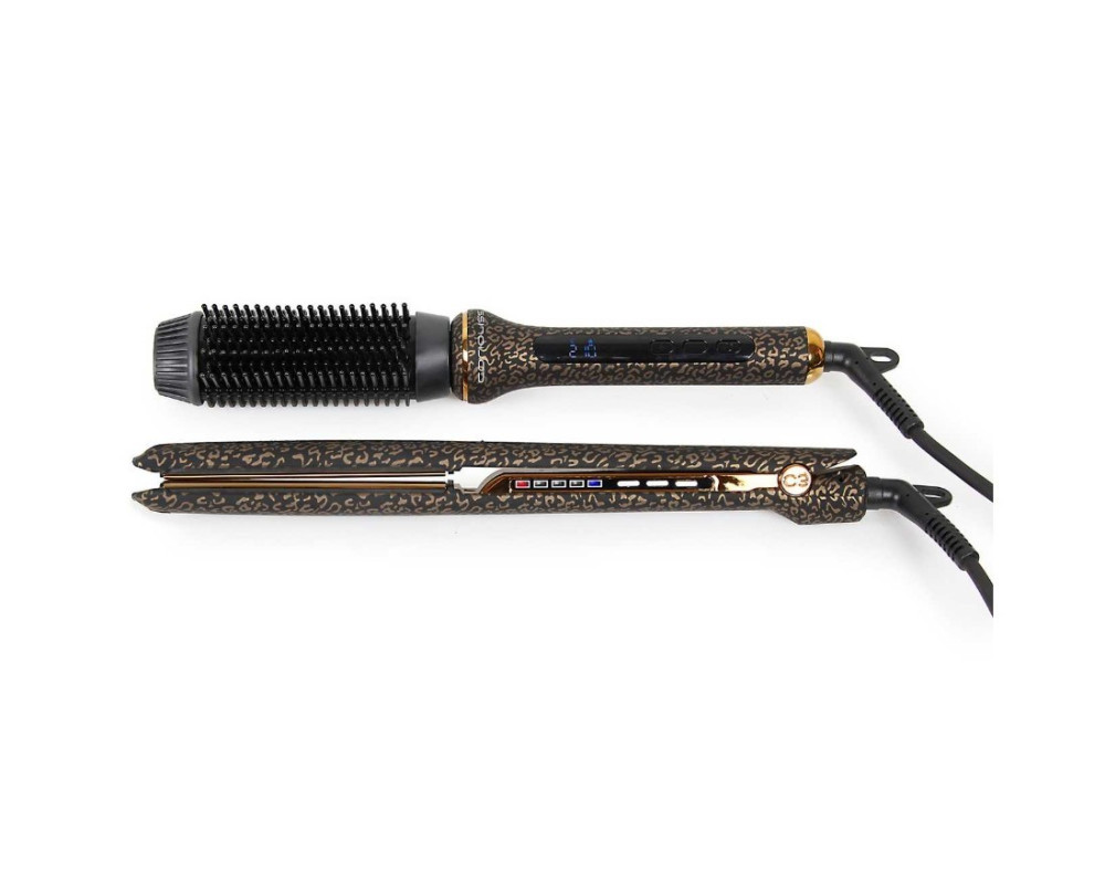 Kit Corioliss Plancha de pelo C3 Gold Leopard + Cepillo Hot Brush Gold Leopard