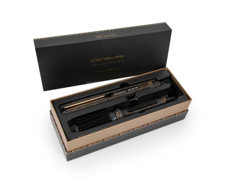 Kit Corioliss Plancha de pelo C3 Gold Leopard + Cepillo Hot Brush Gold Leopard