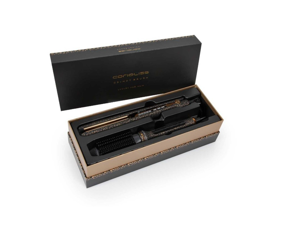 Kit Corioliss Plancha de pelo C3 Gold Leopard + Cepillo Hot Brush Gold Leopard