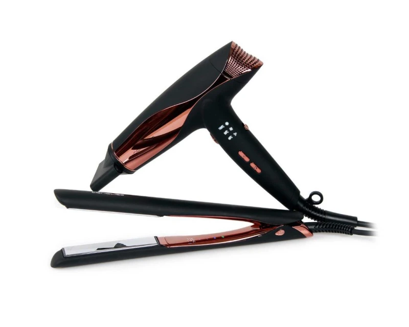Kit Corioliss Plancha de pelo C5 Black Cooper + Secador Wind Black Chrome