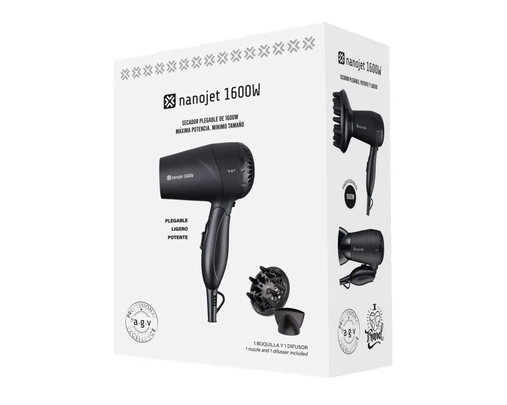Agv Secador de viaje plegable Nanojet 1600W con Difusor