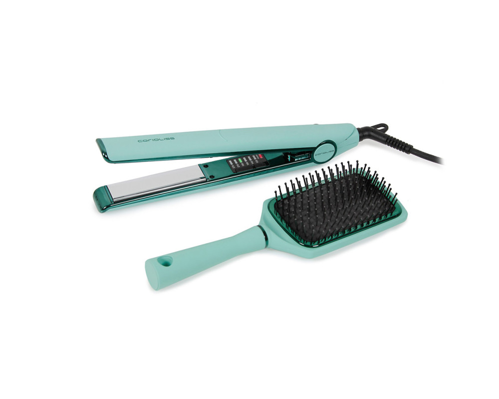 Kit Corioliss Plancha de Pelo C1 Mint Green + Paddle Mint Green