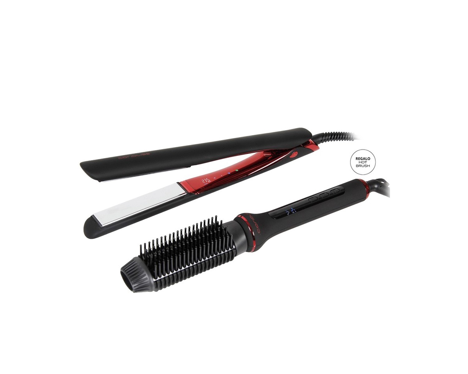 Kit Corioliss Plancha de pelo C5 Black Red + Cepillo Hot Brush