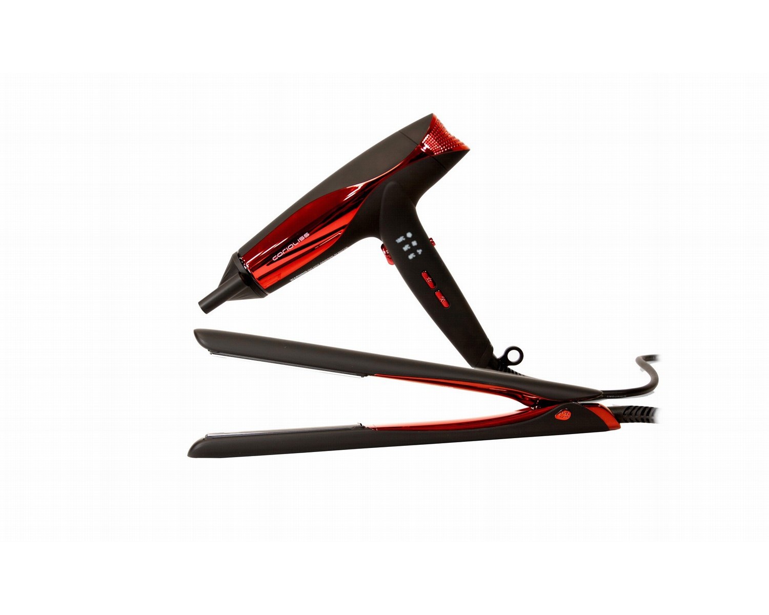 Kit Corioliss Plancha de pelo C5 Black Red  + Secador Wind Black Red