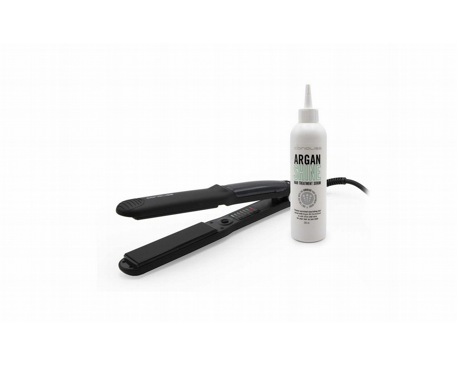 Corioliss Plancha de pelo C-Steam Vapor + Argan-Keratin Shine  250 ml