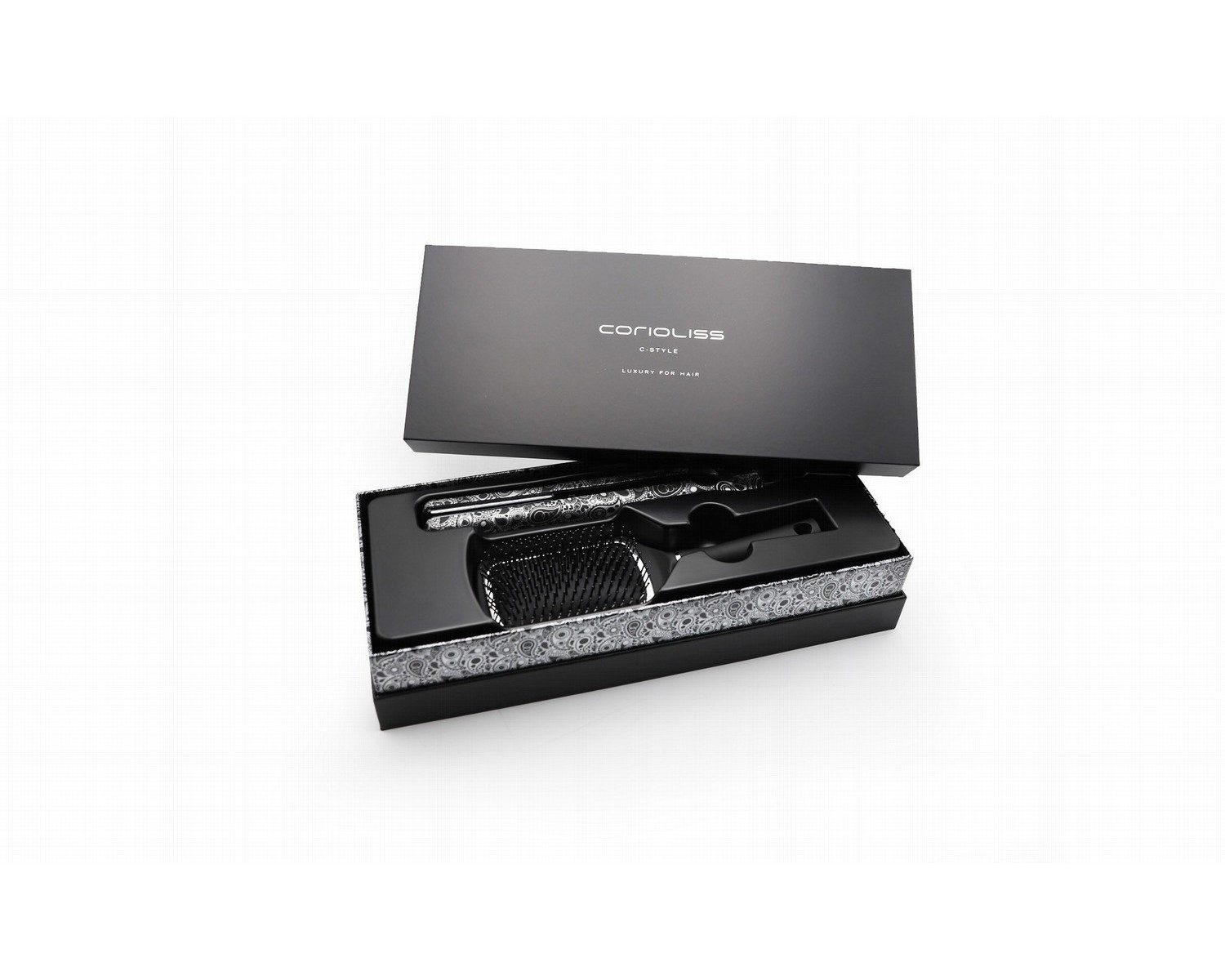 Corioliss plancha de pelo C-Style silver paisley soft touch + paddle