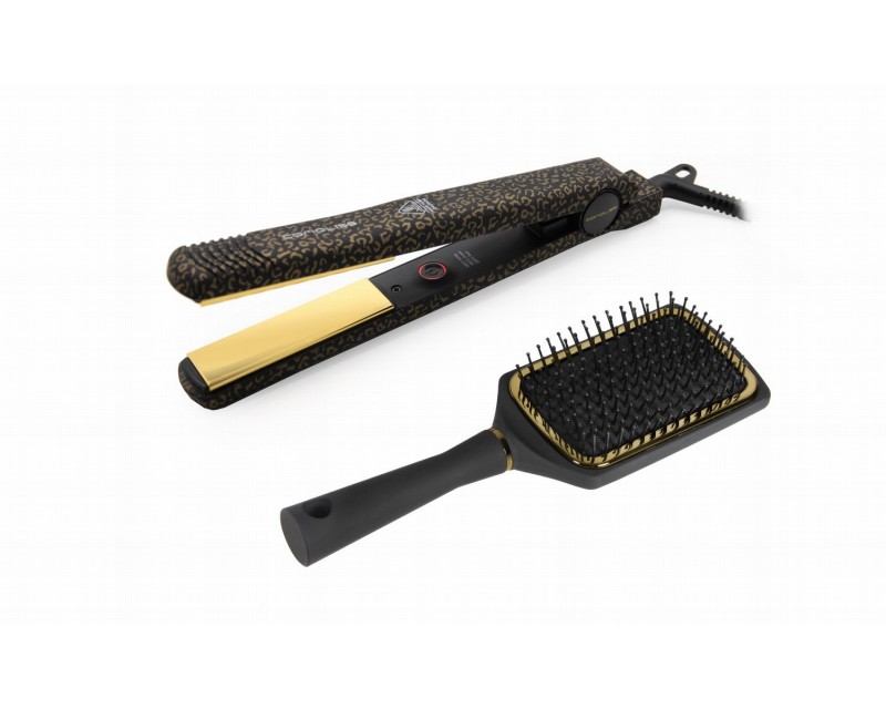 Corioliss plancha de pelo C-Style gold leopard soft touch + paddle