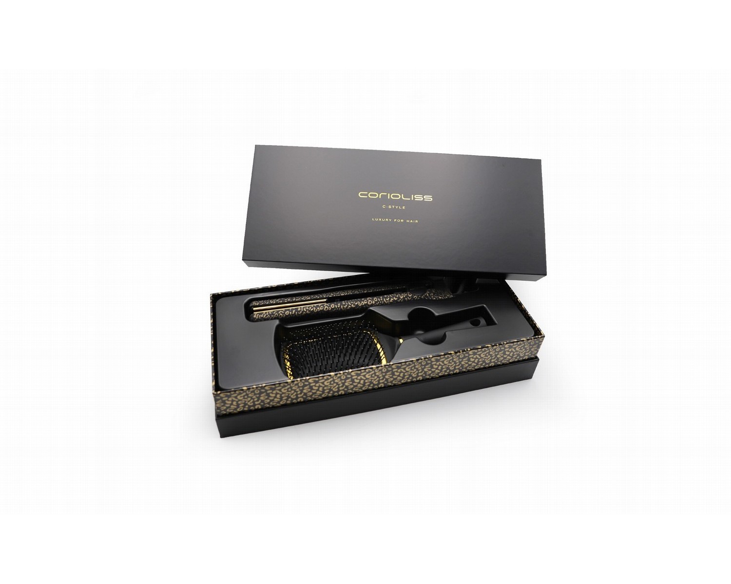Corioliss plancha de pelo C-Style gold leopard soft touch + paddle