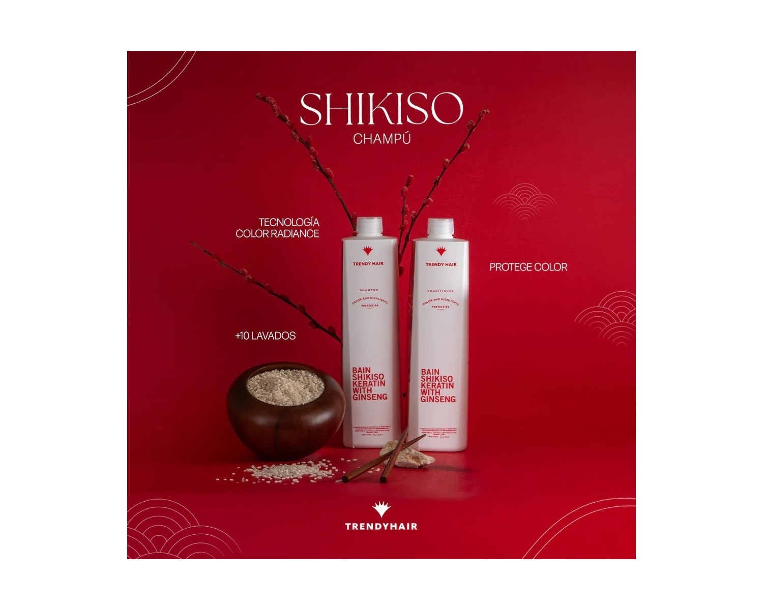 Trendy Hair bain Color Shikiso Keratin With Ginseng champú de color 300 ml