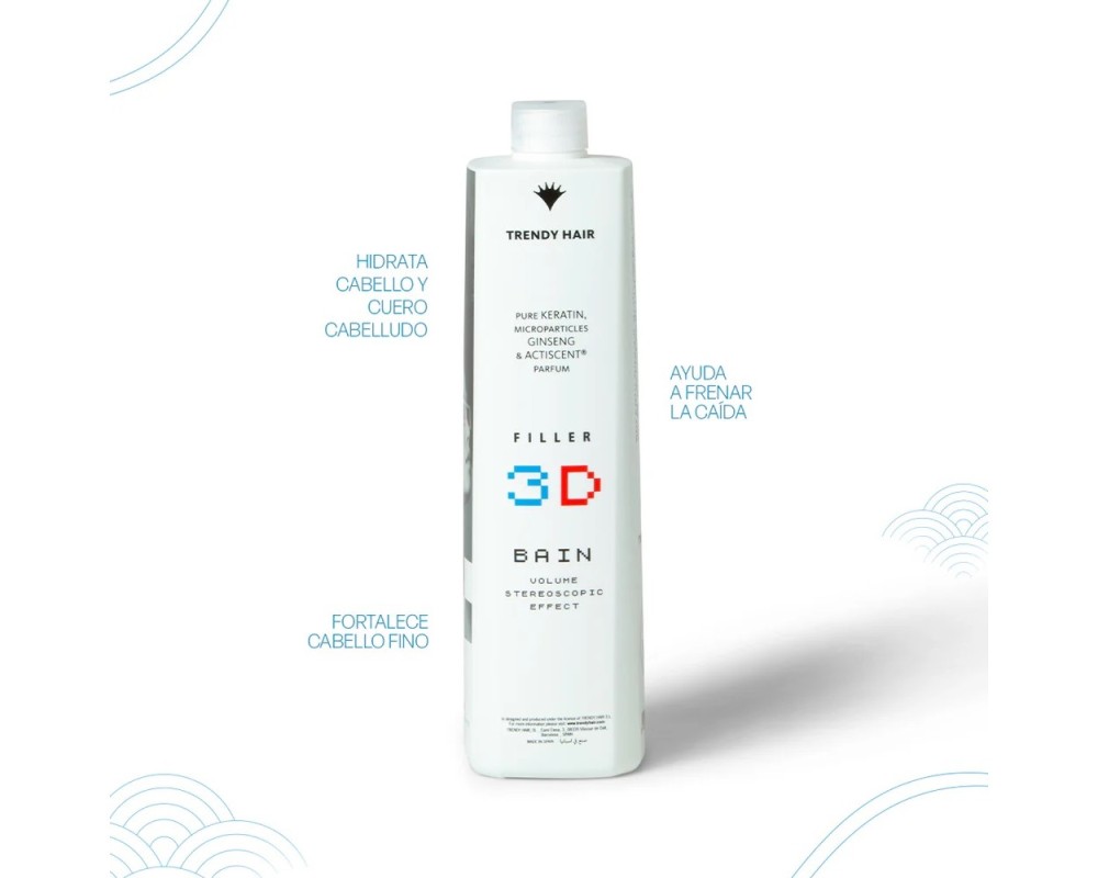 Trendy Hair Bain Filler 3D Volume Champú Volumen y Densidad 300 ml