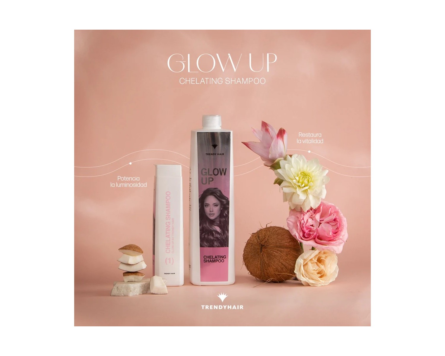Trendy hair Glow Up Champú Chelating Limpia y Prepara 300 ml