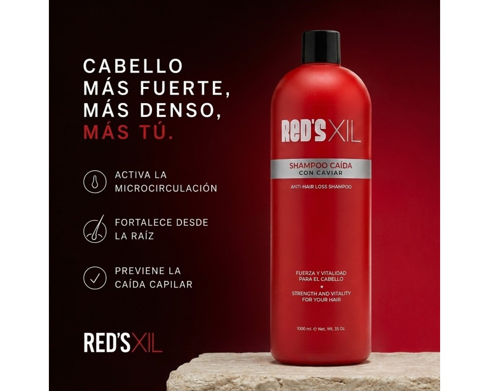 RED'S XIL Champú Anticaída con Caviar y Aceites Esenciales 1000ml