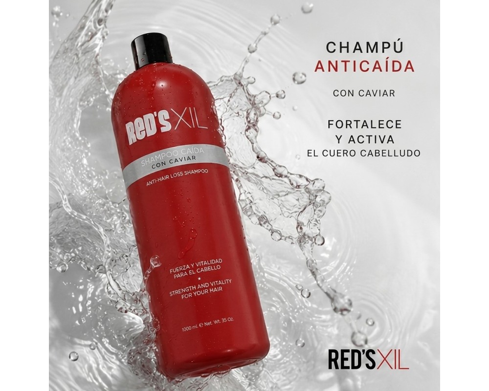 RED'S XIL Champú Anticaída con Caviar y Aceites Esenciales 1000ml