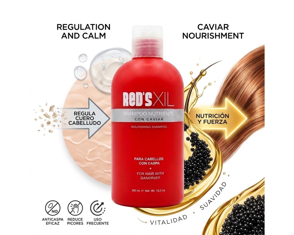 Champú Anticaspa Nutriente RED'S XIL 300ml | Con Caviar