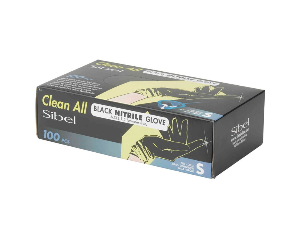 Sibel Guantes de nitrilo negros talla S 100 unidades
