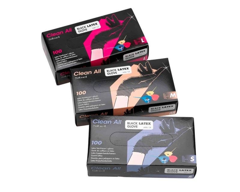 Sibel Clean All guantes de látex negros talla S 100 unidades
