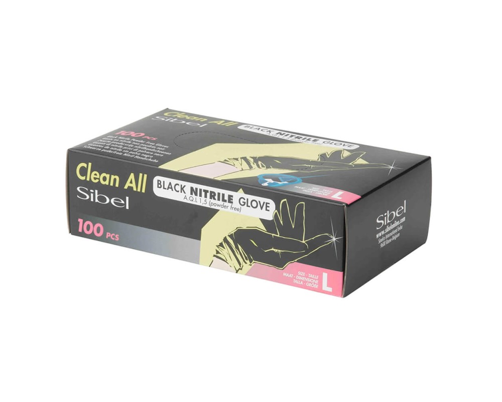 Sibel Guantes de nitrilo negros talla L 100 unidades