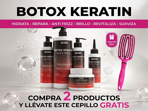 Promoción comprando productos de Botox Keratin, un cepillo gratis