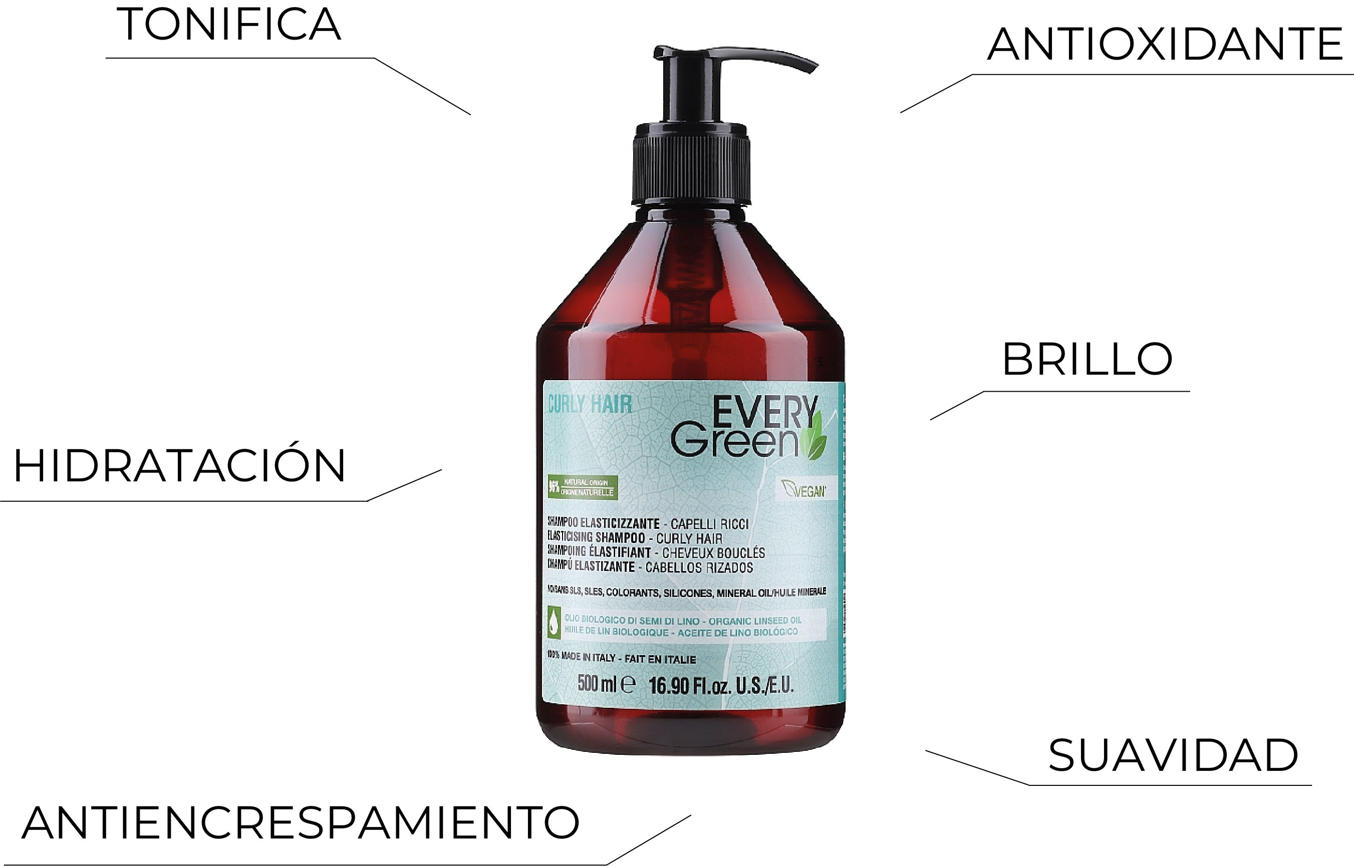 Champú Every Green Curly para cabello rizado